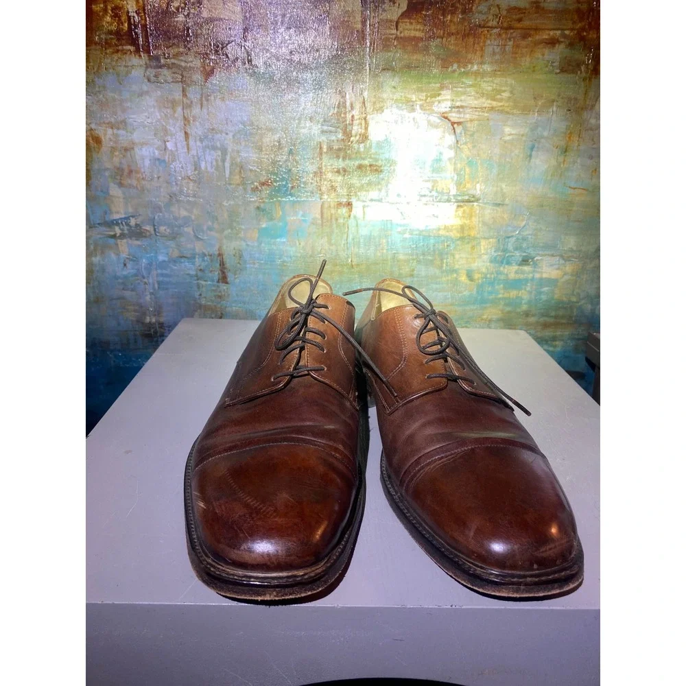 Johnston & Murphy J.M. 1850 Mens 12 M Tan‎ Leather Cap Toe Oxford Shoes 59-11056